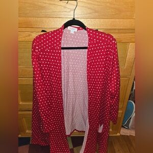 Red Heart Patterned Cardigan. Lularoe CAROLINE 2xl